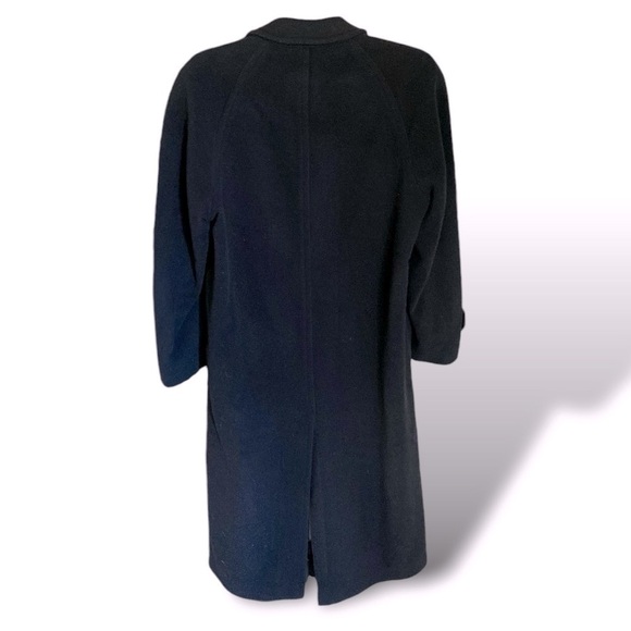 WOOL & CASHMERE Longline Black Double-breasted Top Coat Lined Black Size 36R EUC - Picture 6 of 16